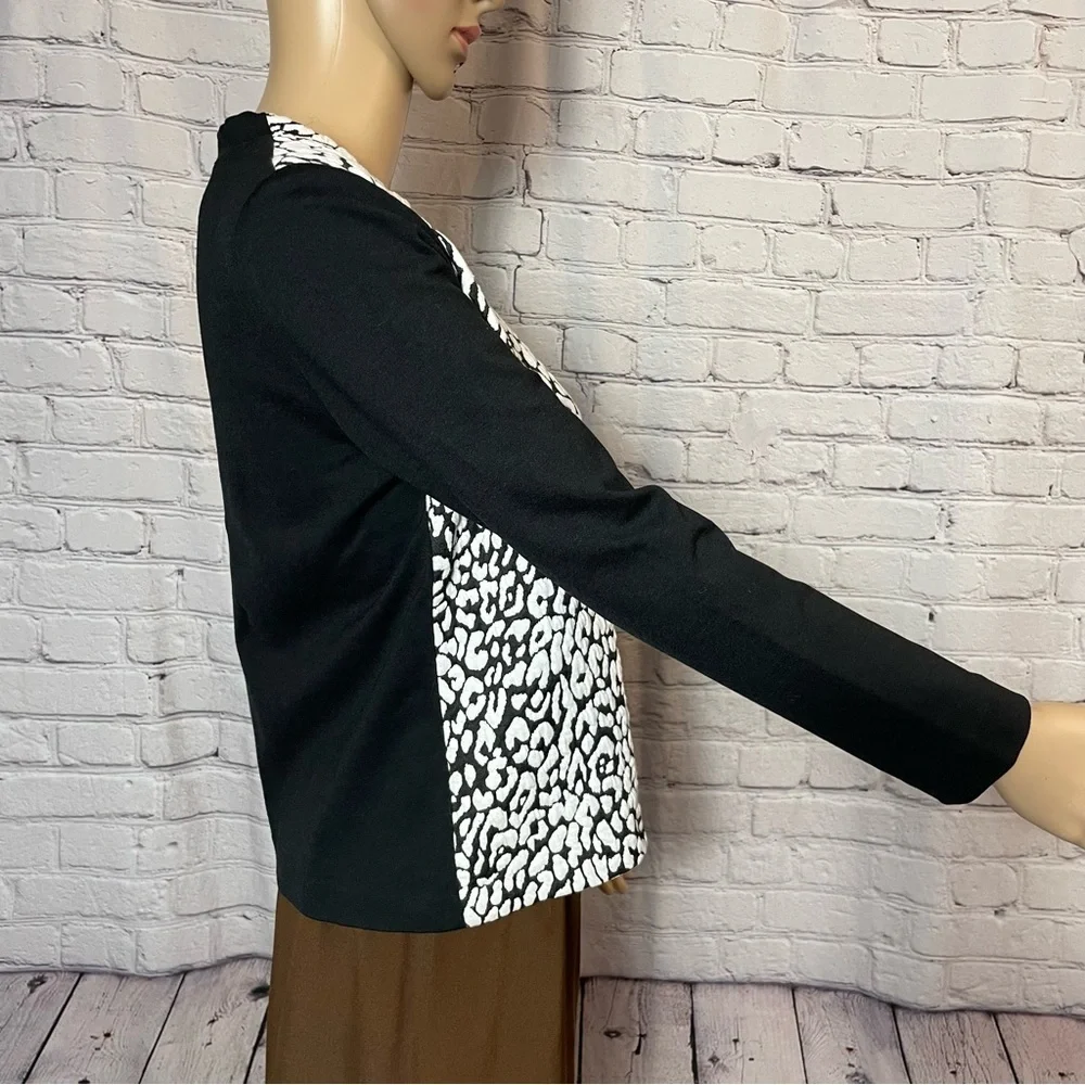Kate Spade Black Leopard Print To Be Darling Long Sleeve Top Size XS